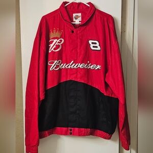 NWOT Vintage Nascar Winners Circle Budweiser 8 XXL Canvas Bomber Lined Jacket